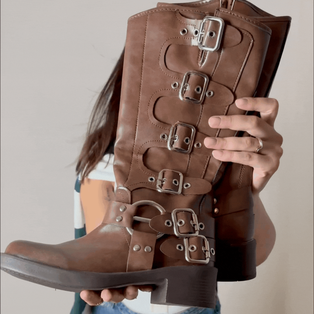 Biker Boots - Stivale in ecopelle con fibbie